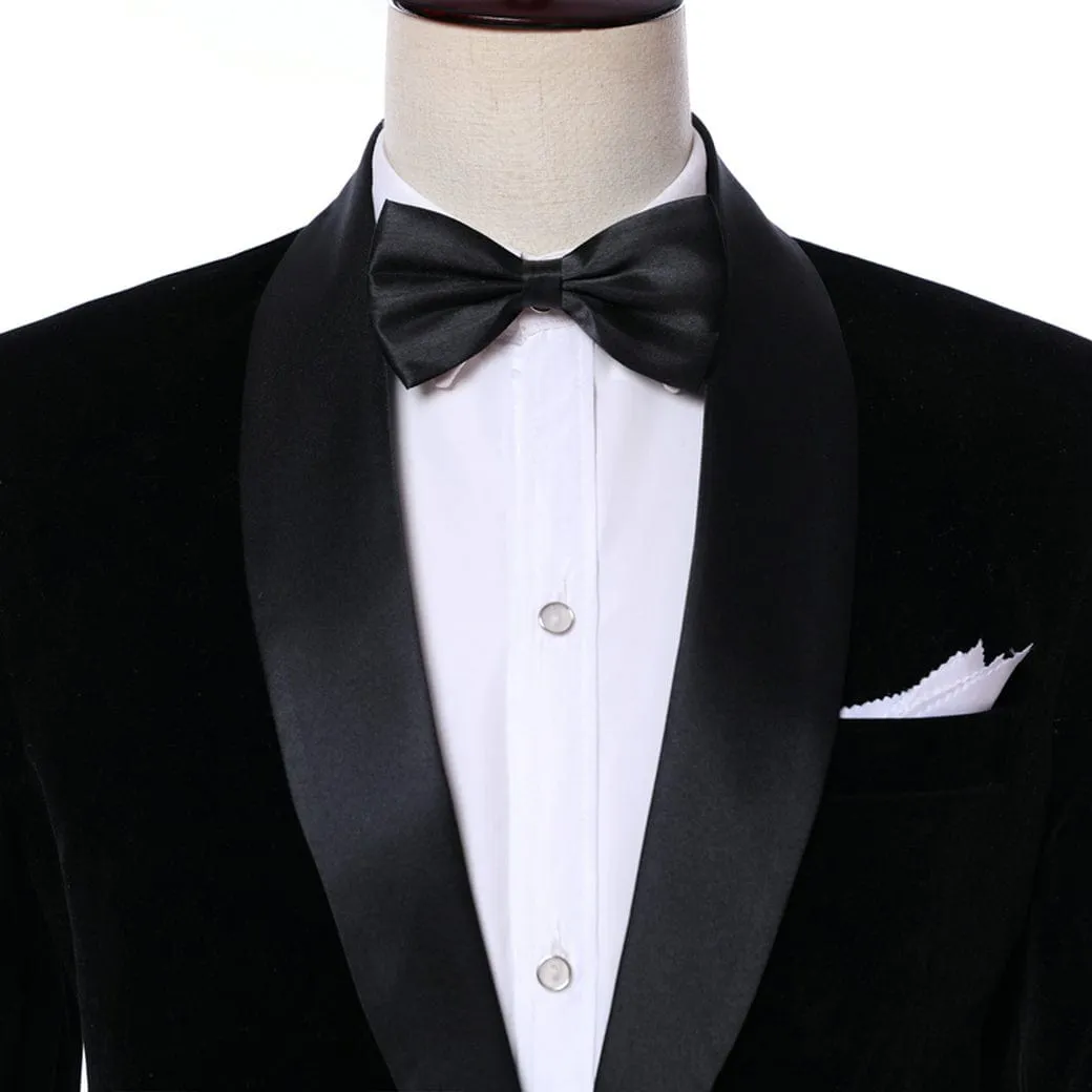 Mens 2 Piece Velvet Formal Skinny Tuxedo Suit Set Shawl Lapel