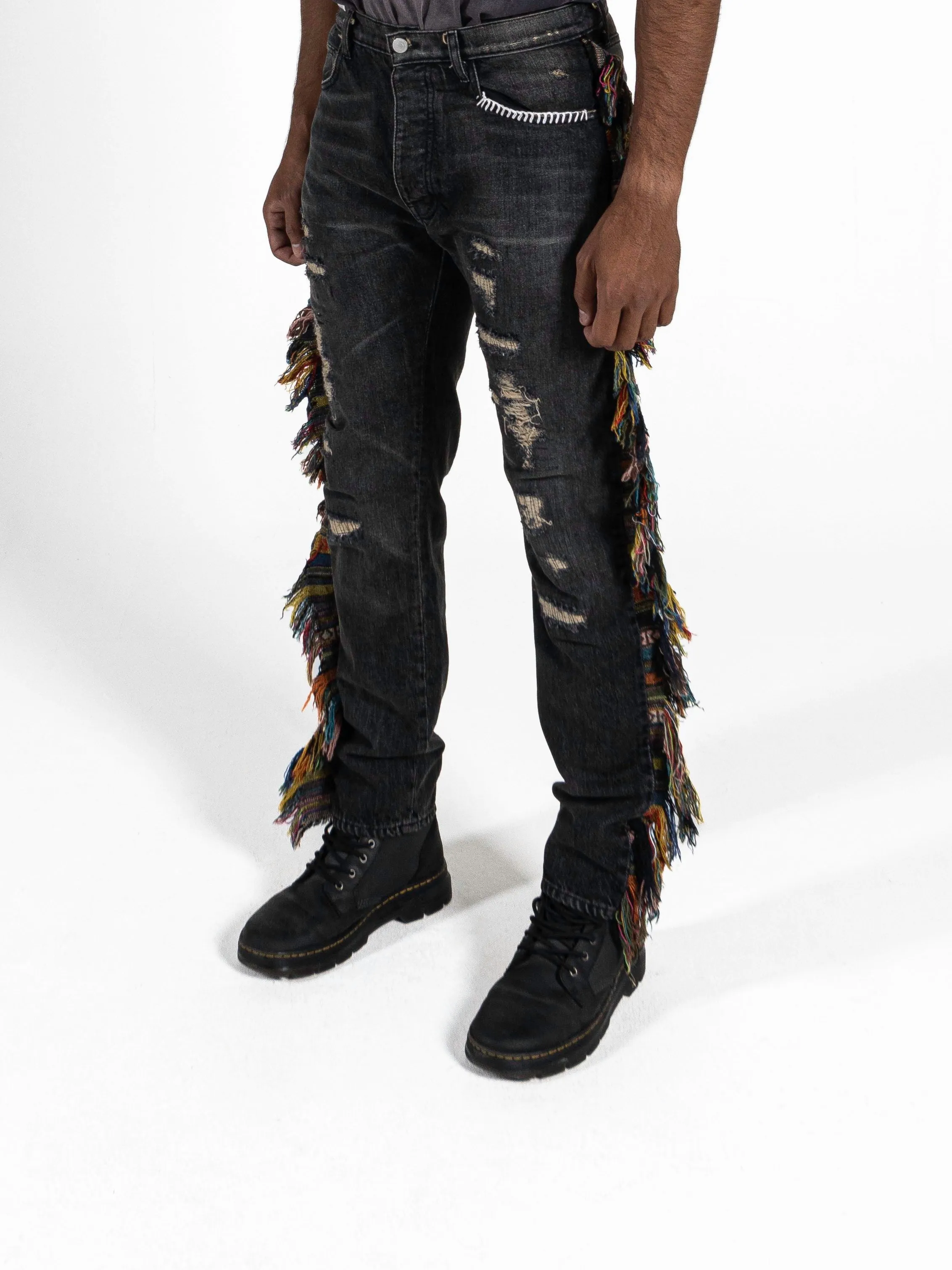 Mickey Fringe Jeans - Black