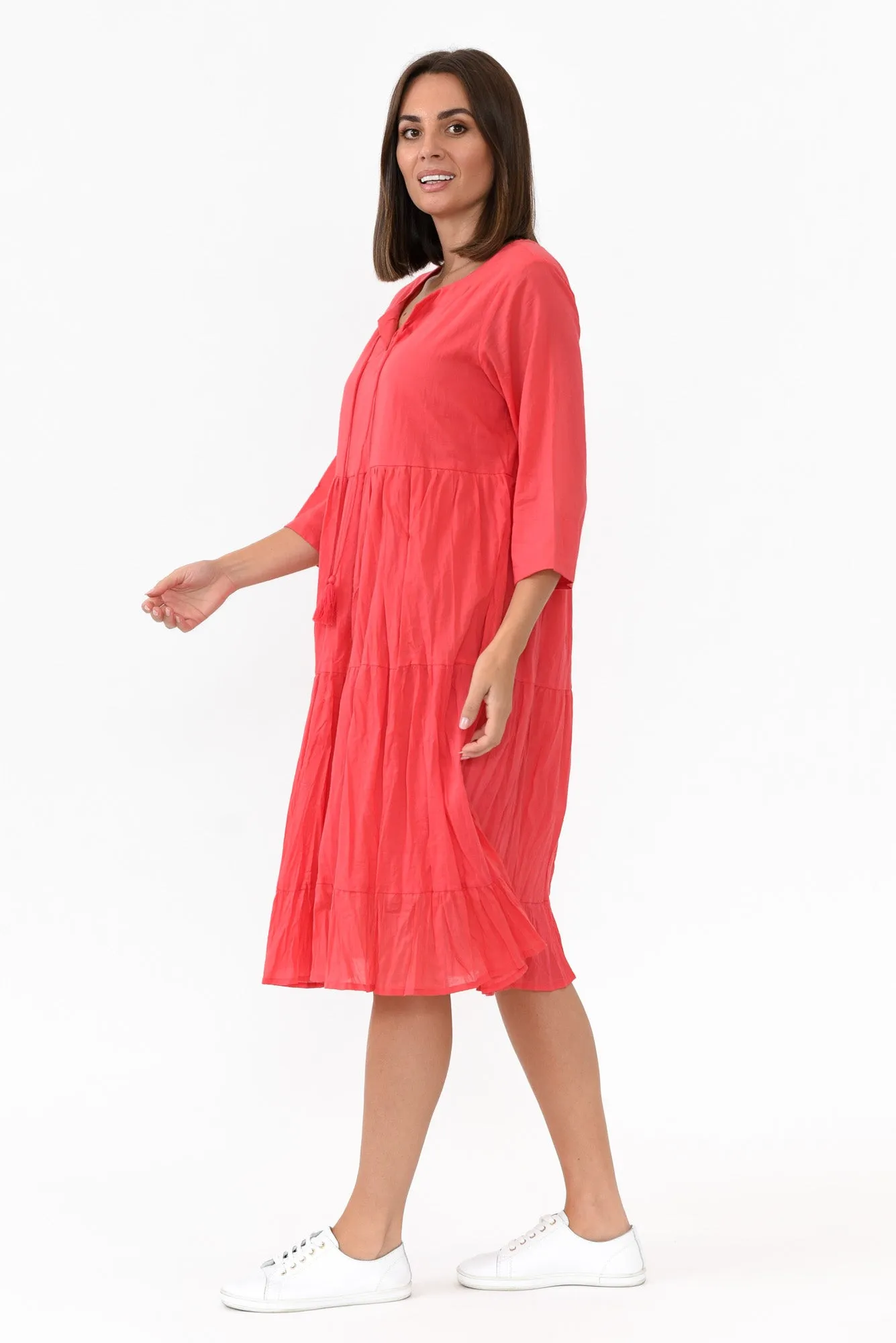 Milana Cherry Crinkle Cotton Dress