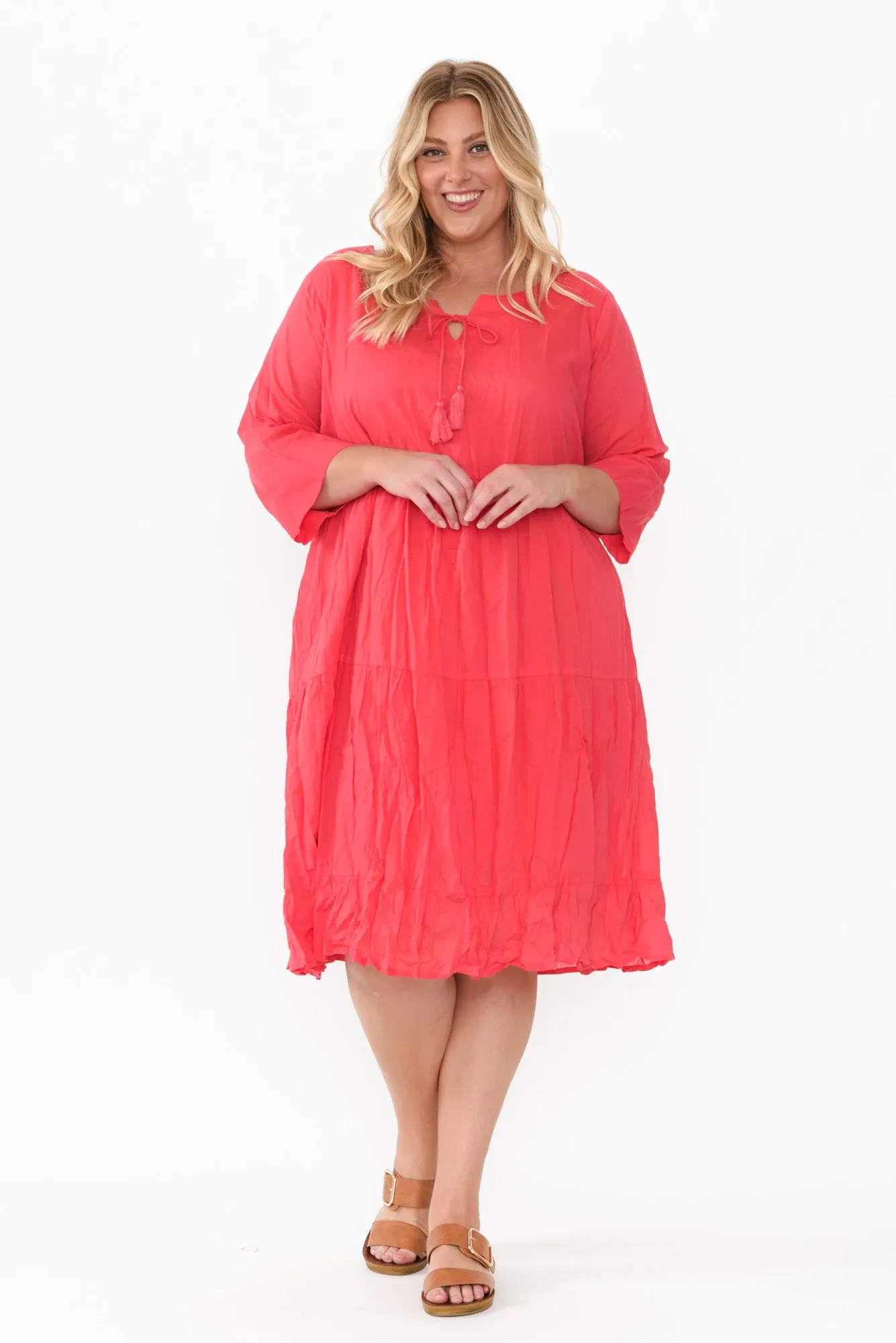 Milana Cherry Crinkle Cotton Dress