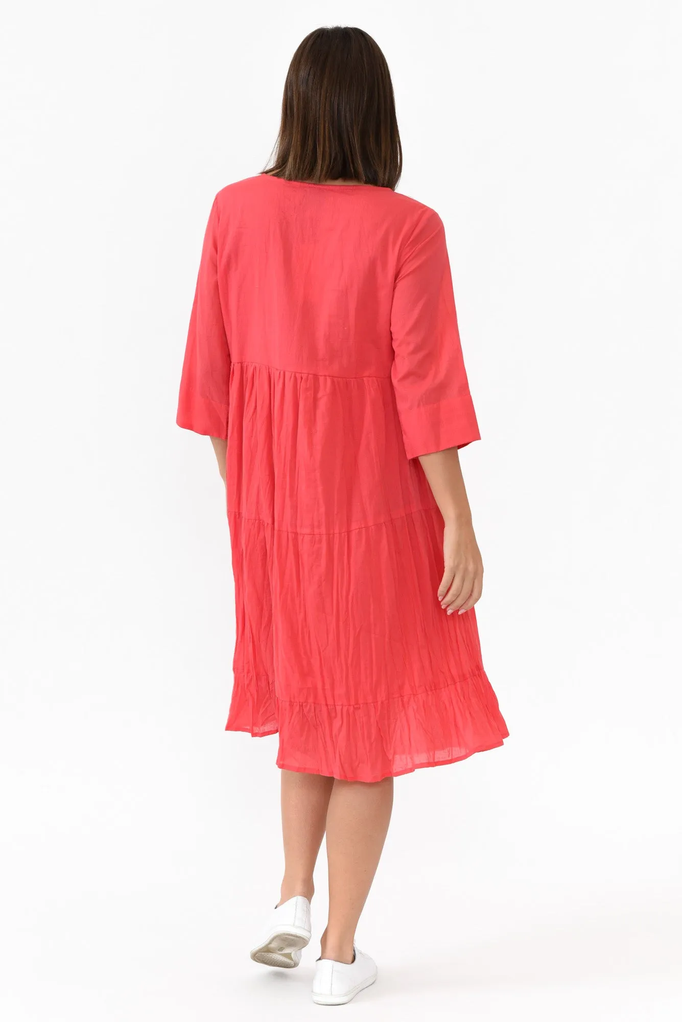 Milana Cherry Crinkle Cotton Dress