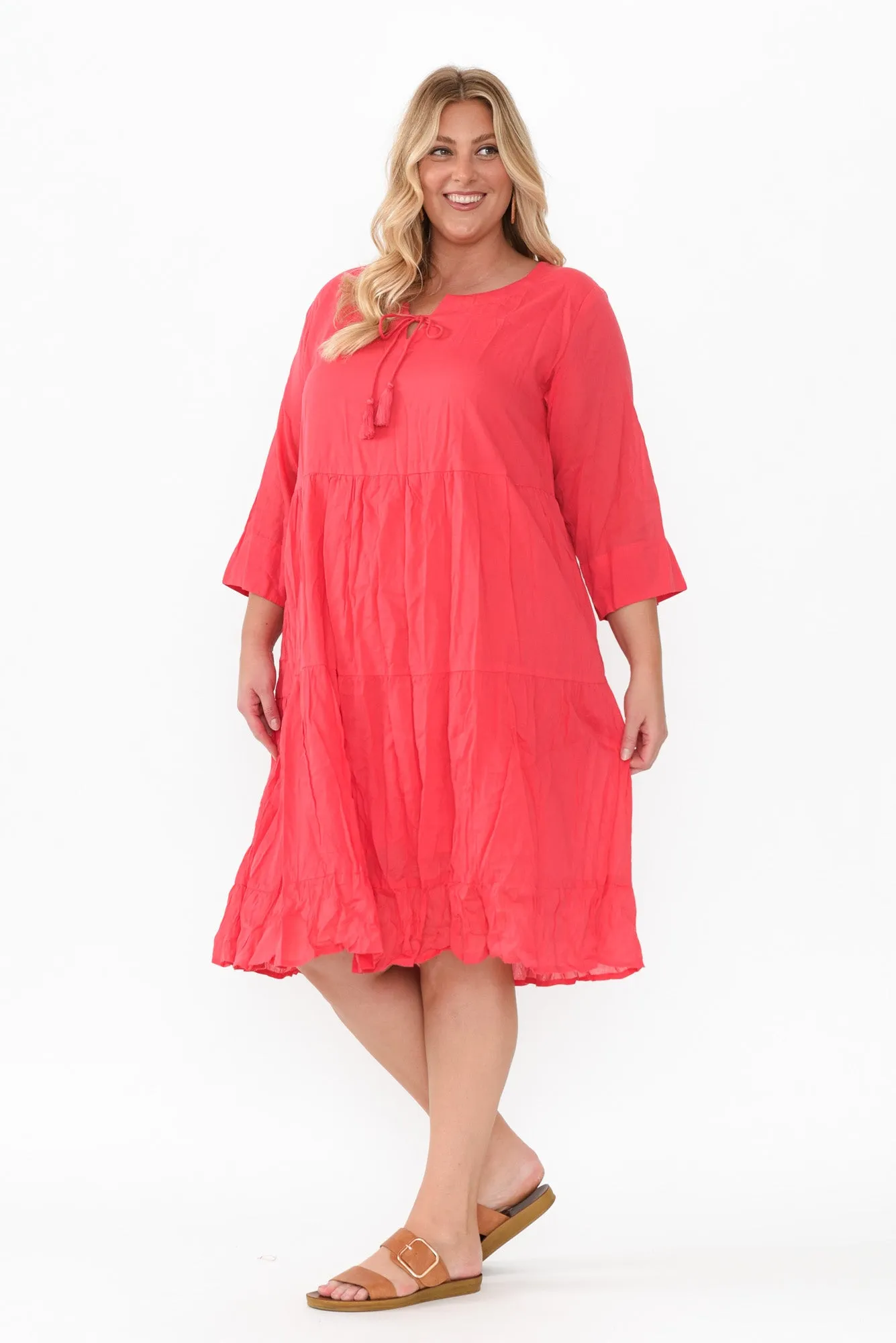 Milana Cherry Crinkle Cotton Dress