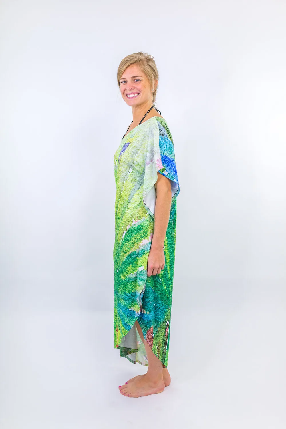 Muted Palm Maxi Coastal Caftan