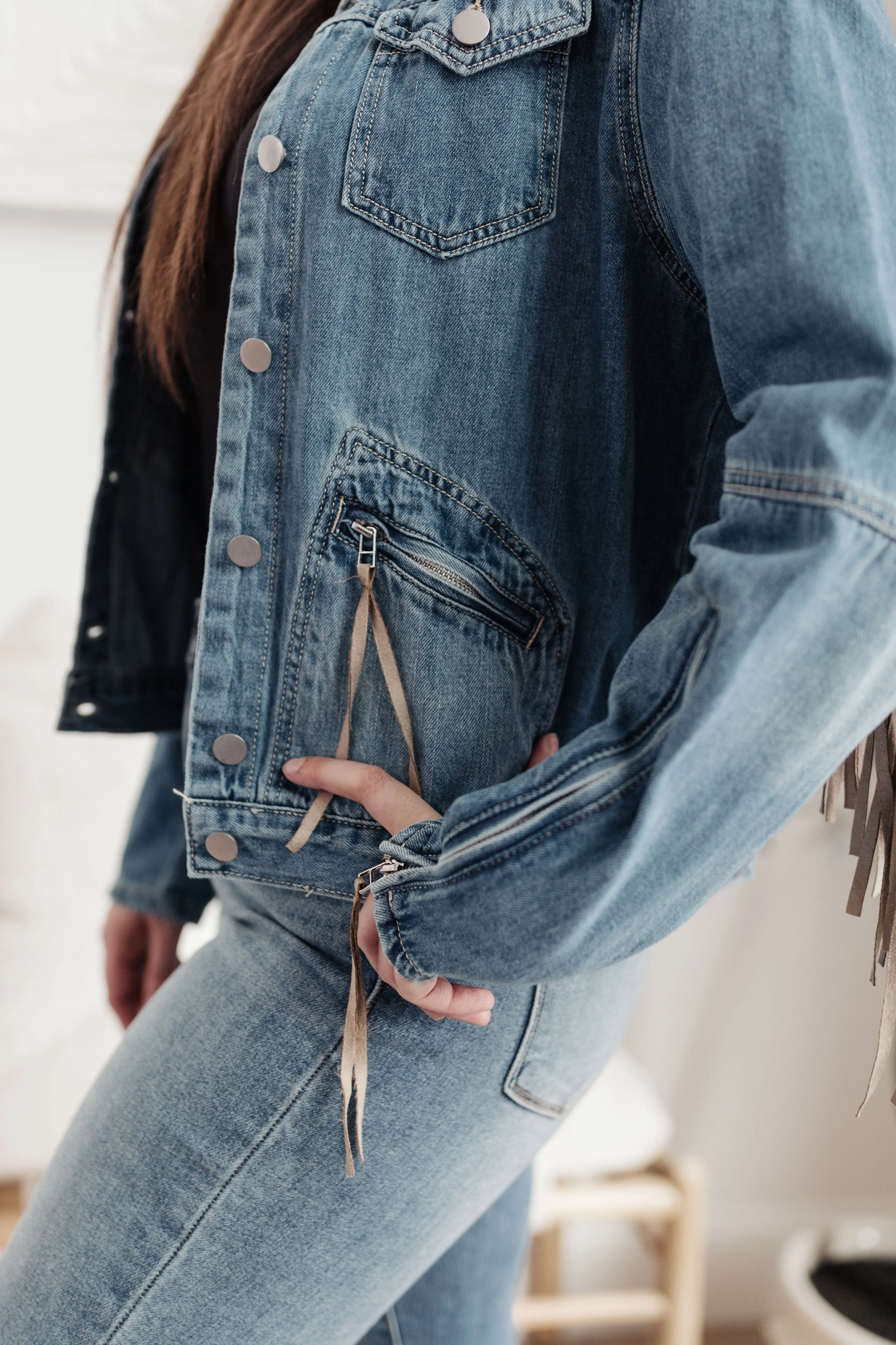 On The Fringe Jacket in Denim