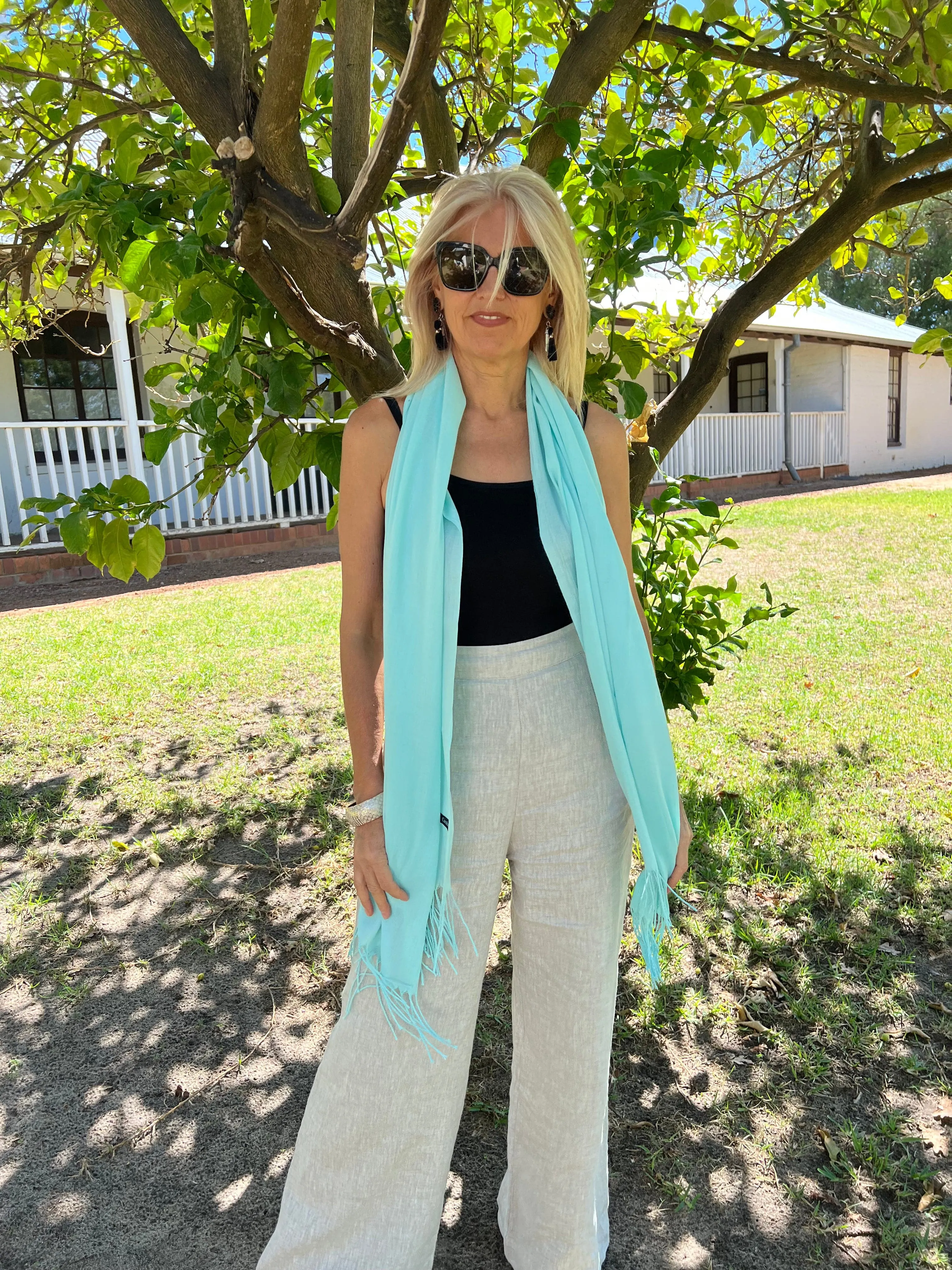 Pashmina Shawl  Mint Green -Lightweight Summer Shawl