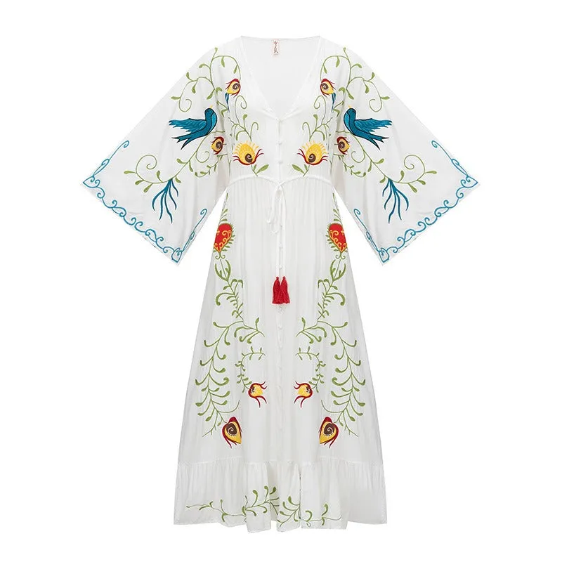 Pre Order:  Bohemian Flower Embroidery Goddess Dress