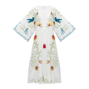 Pre Order:  Bohemian Flower Embroidery Goddess Dress