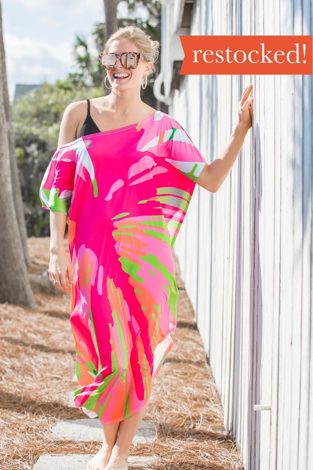 Punchy Palm Maxi Coastal Caftan