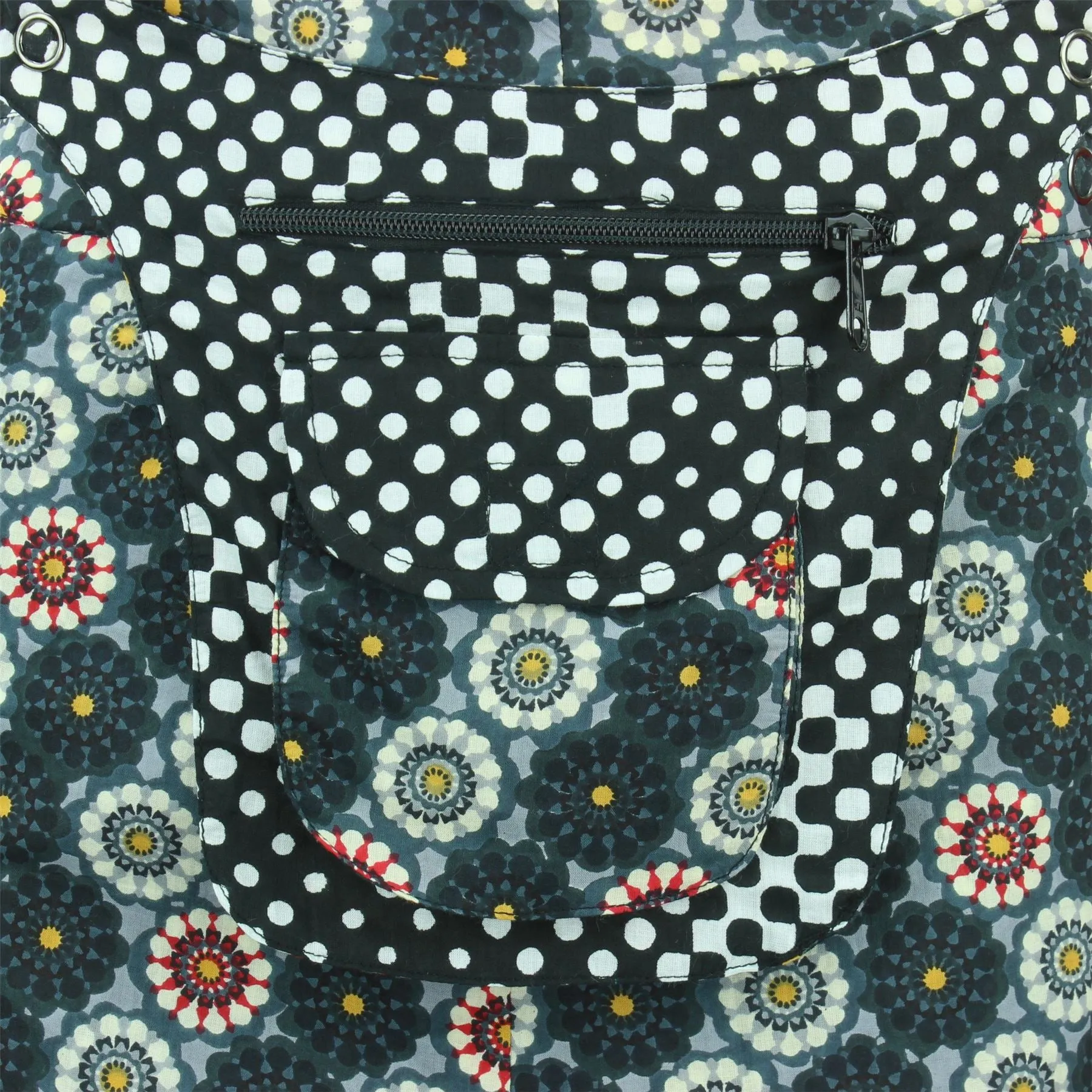 Reversible Popper Wrap Knee Length Skirt - Kaleidoscope / Mono Dots