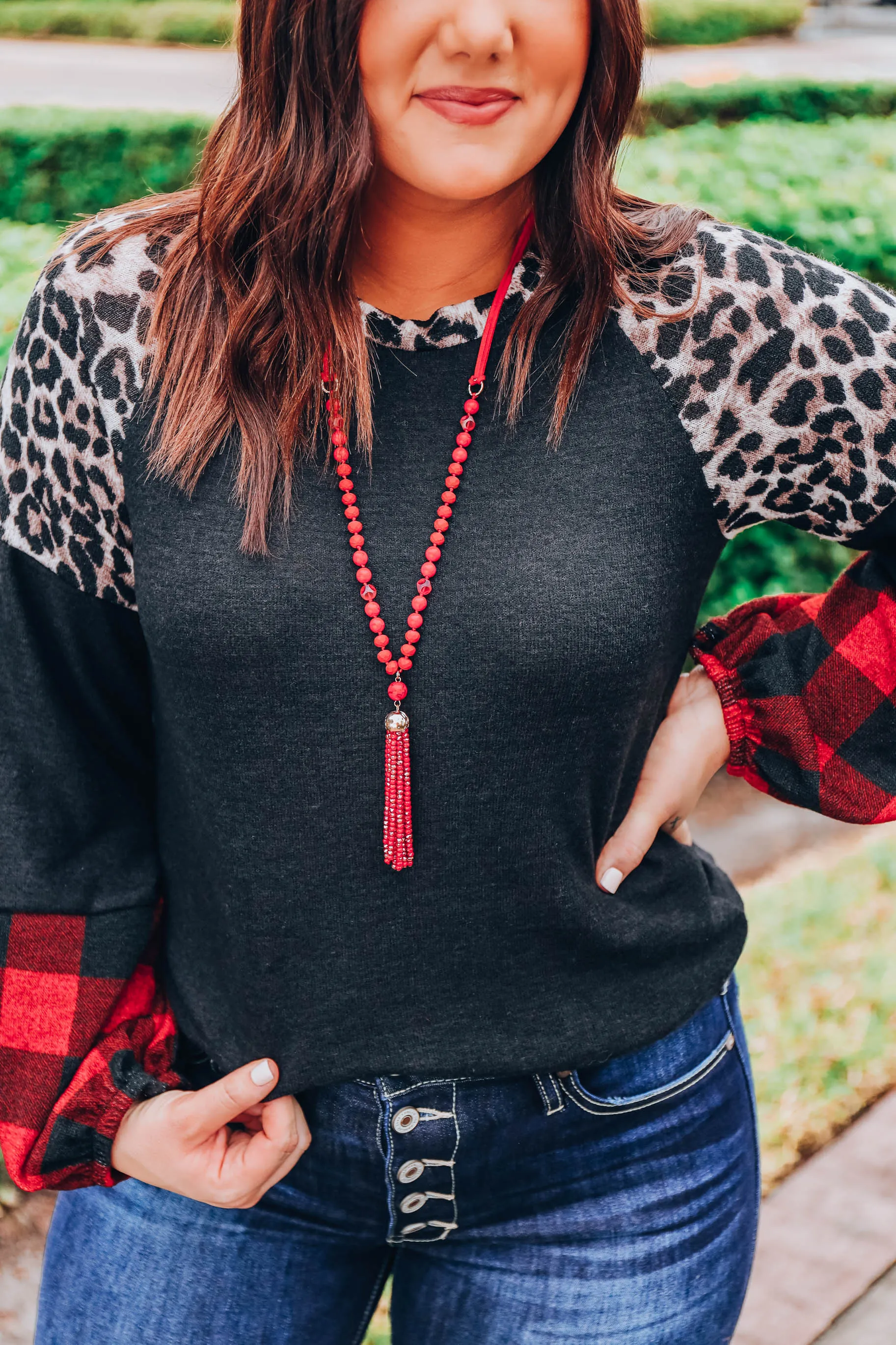 Says It All Tassel Necklace - Red