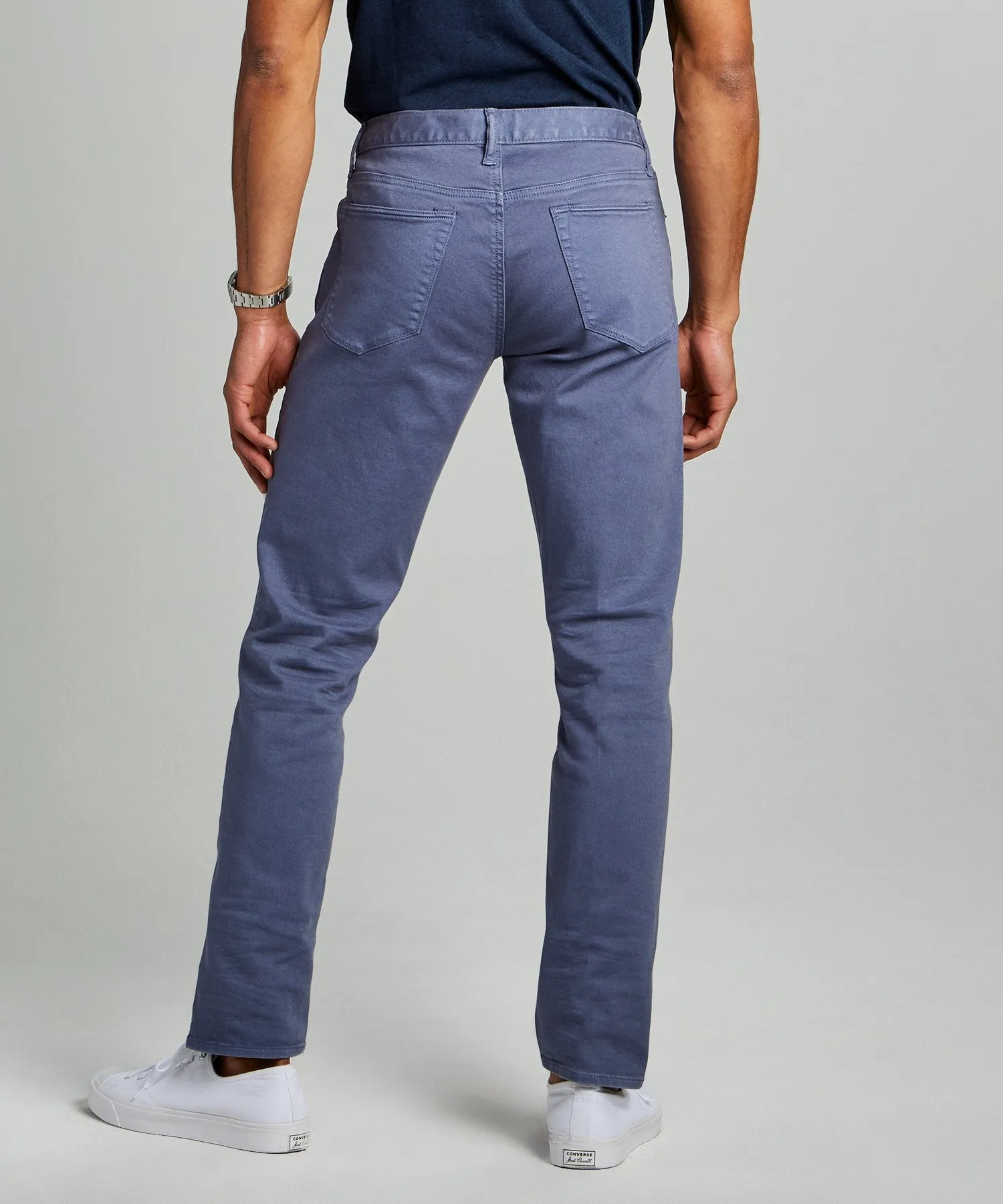 Slim Fit 5-Pocket Garment-Dyed Stretch Twill in Cadet Blue