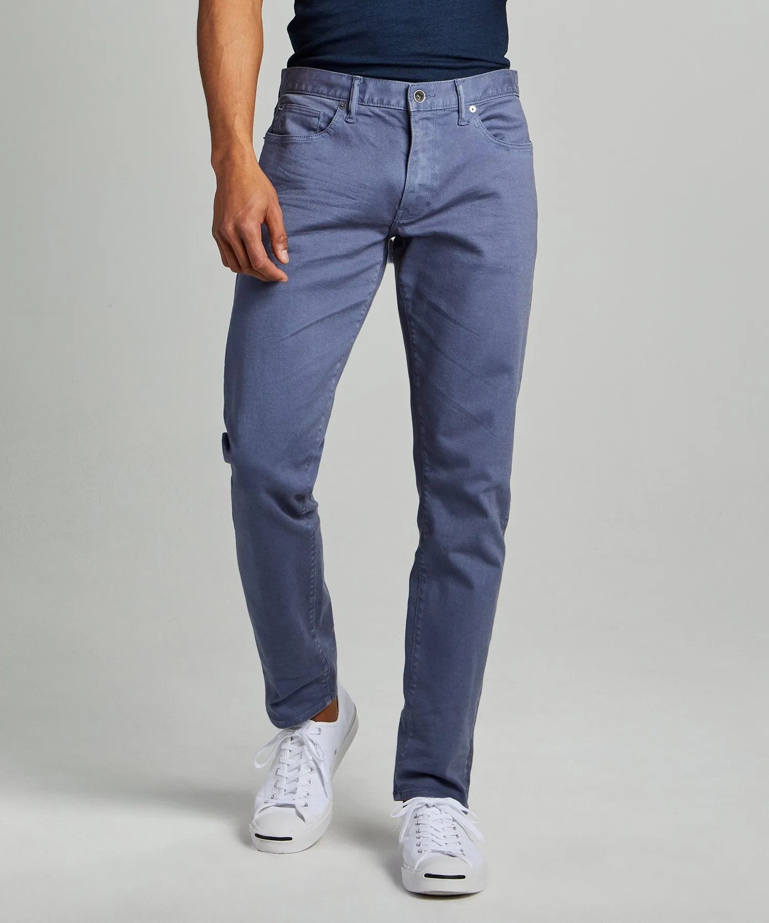 Slim Fit 5-Pocket Garment-Dyed Stretch Twill in Cadet Blue