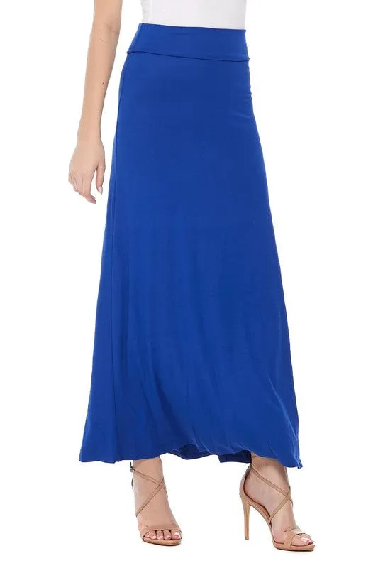 Solid Foldover Maxi Skirt