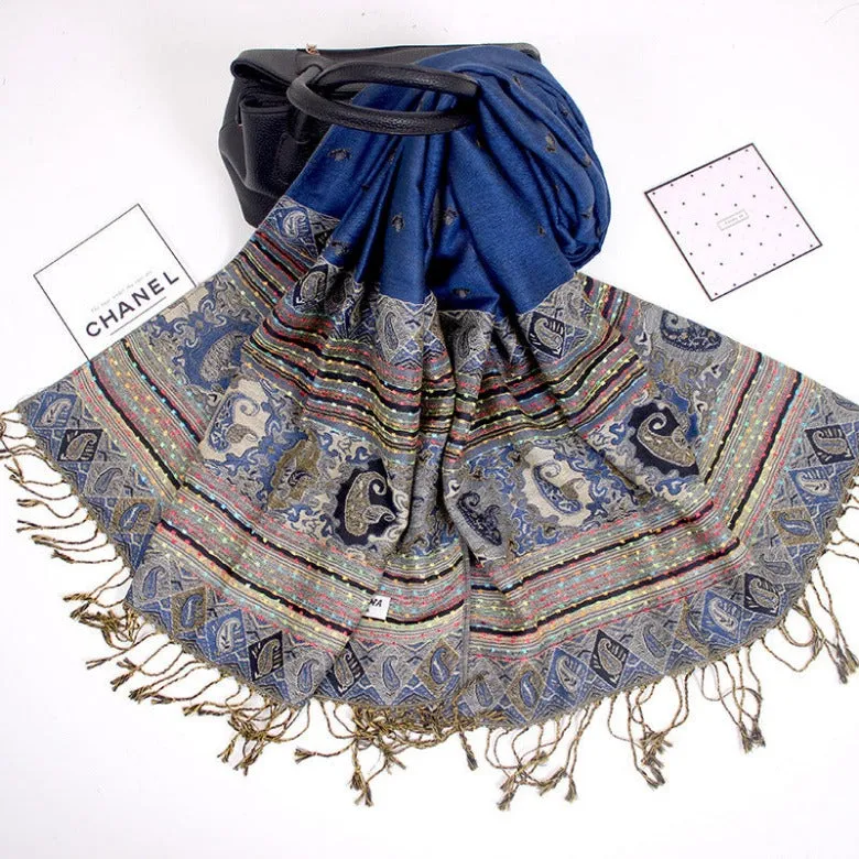 Spring and Autumn National Style Jacquard Scarf Ladies Summer Air Conditioning Tassel Shawl Cashew Scarf Scarf