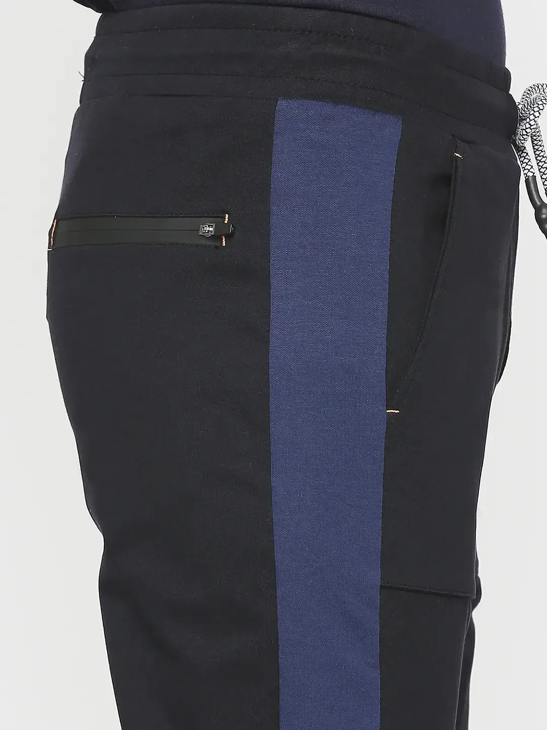 Spykar Men Navy Blue Cotton Regular Fit Knitted Trackpant