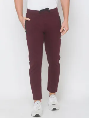 Spykar Men Red Cotton Regular Fit Mid Rise Trackpant