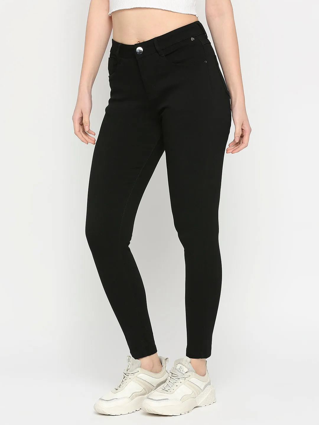 Spykar Women Black Blended Ankle Length Trackpant