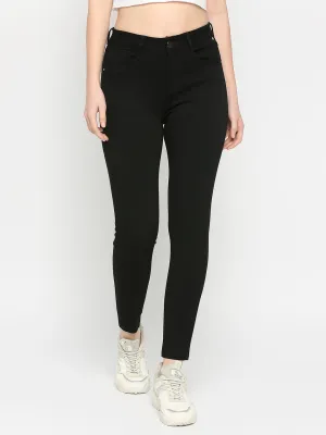 Spykar Women Black Blended Ankle Length Trackpant