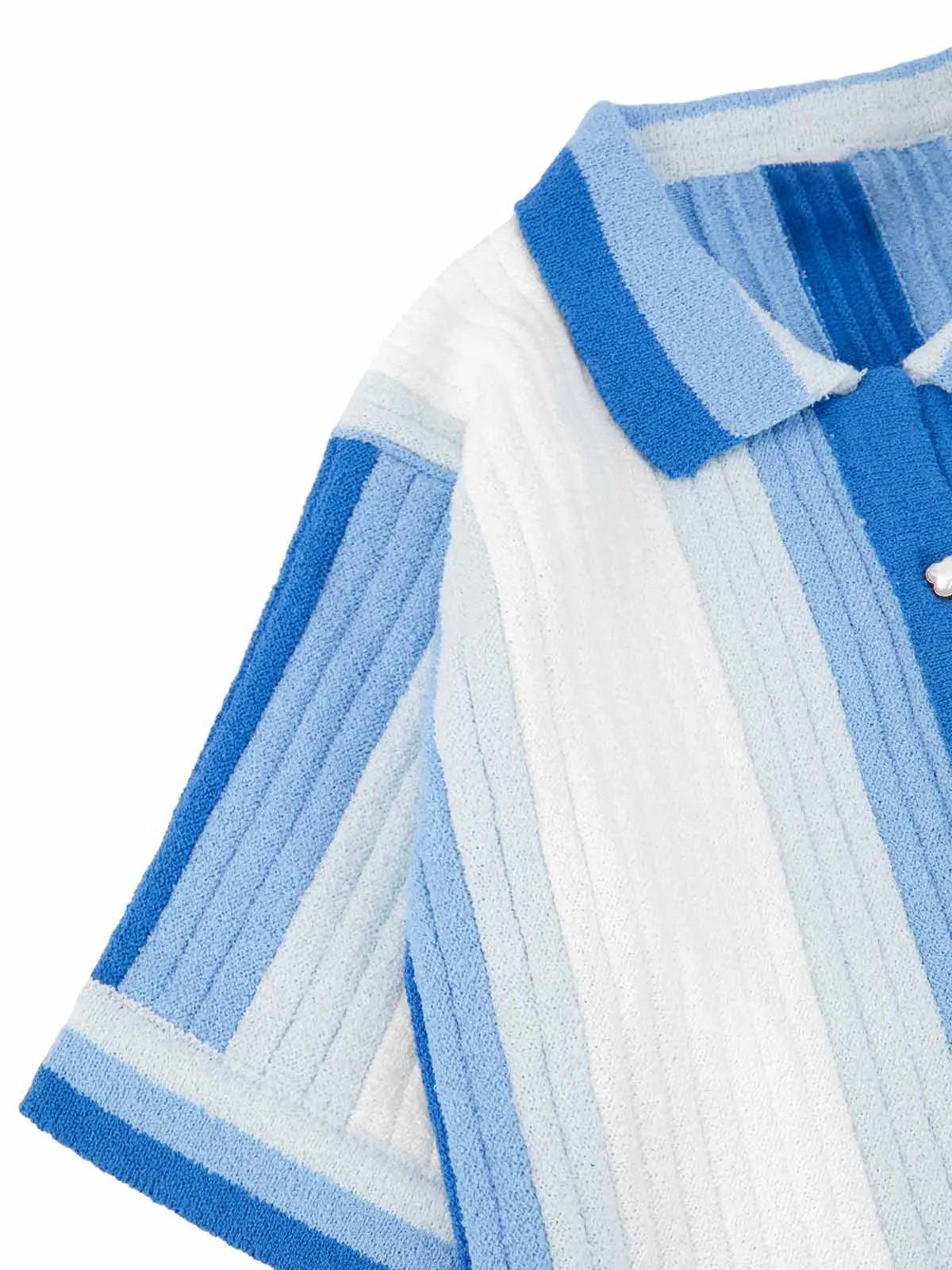 Thesupermade Gradient Stripe Knit Short Sleeve Cardigan