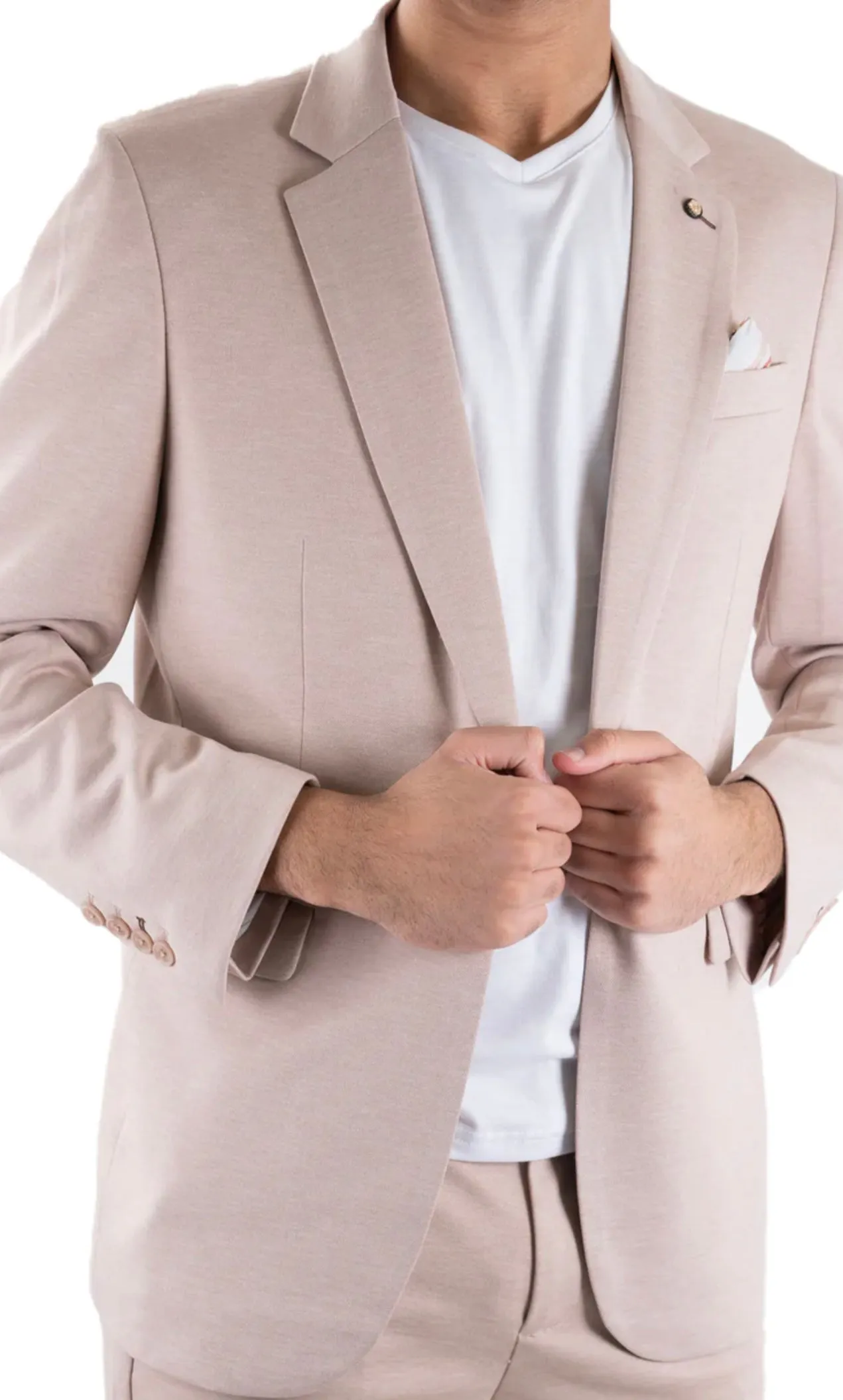 Tr Premium Beige Slim Fit Knit Blazer