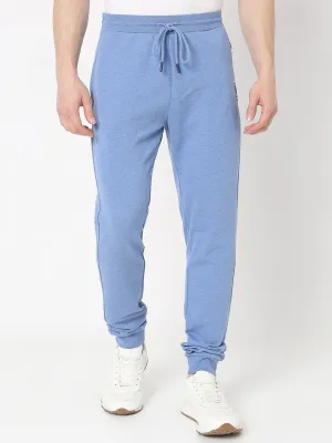 Underjeans by Spykar Men Premium Knitted Blue Melange Trackpant