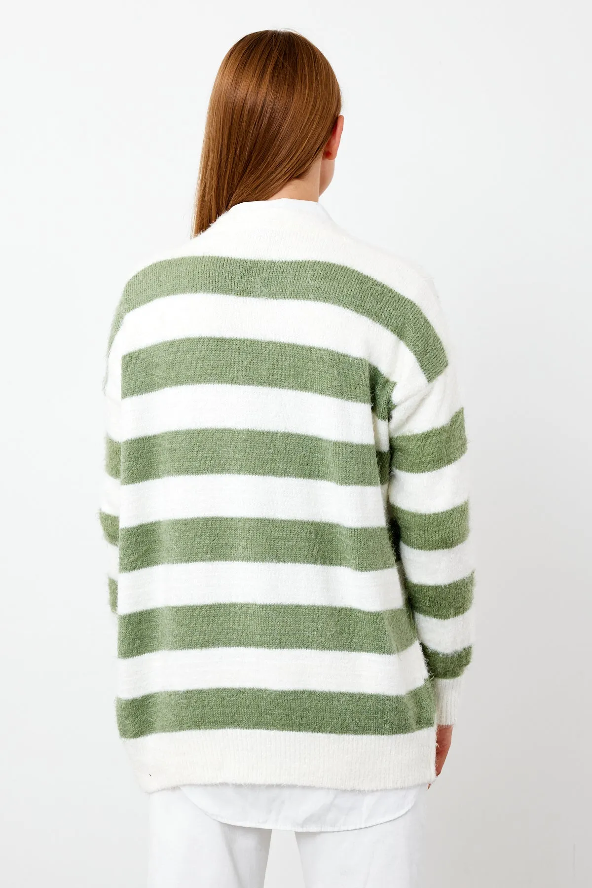 Vav Soft Wool Knitted Winter Cardigan Green