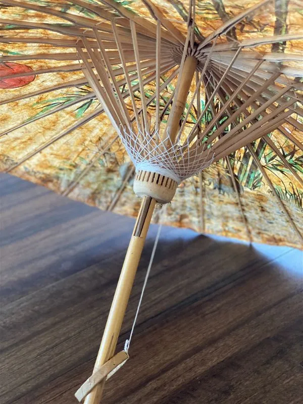 Vintage asian bamboo and paper Umbrella