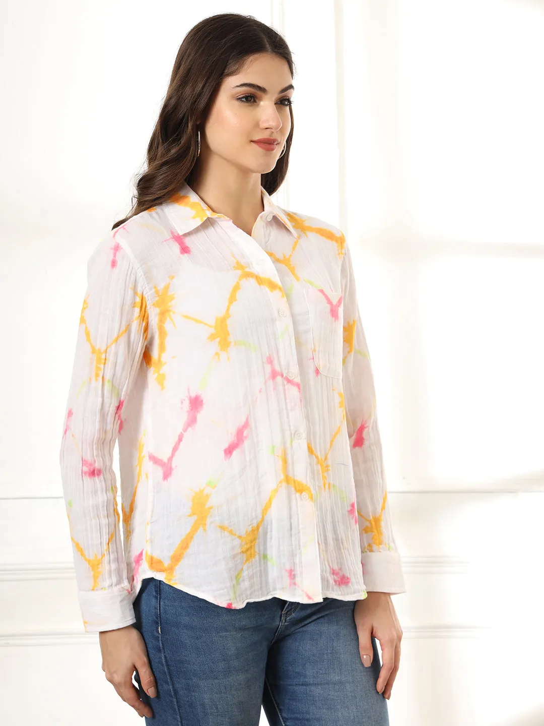 Women Classic Opaque Printed Casual Shirt