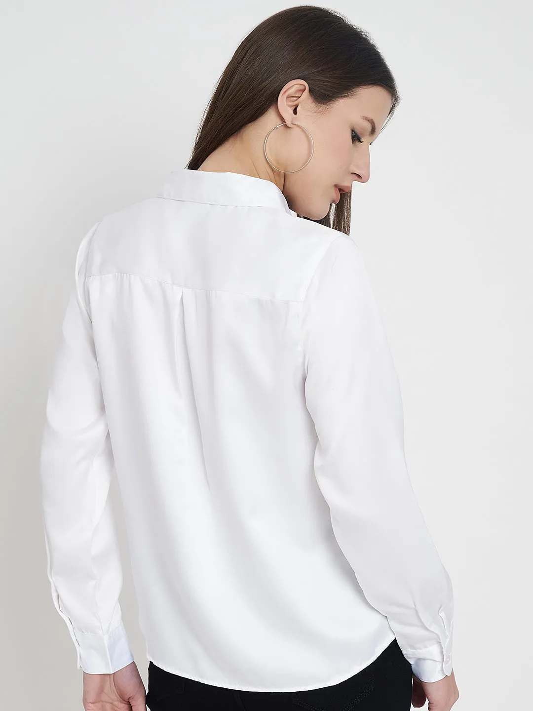 Women Classic Slim Fit White Casual Shirt