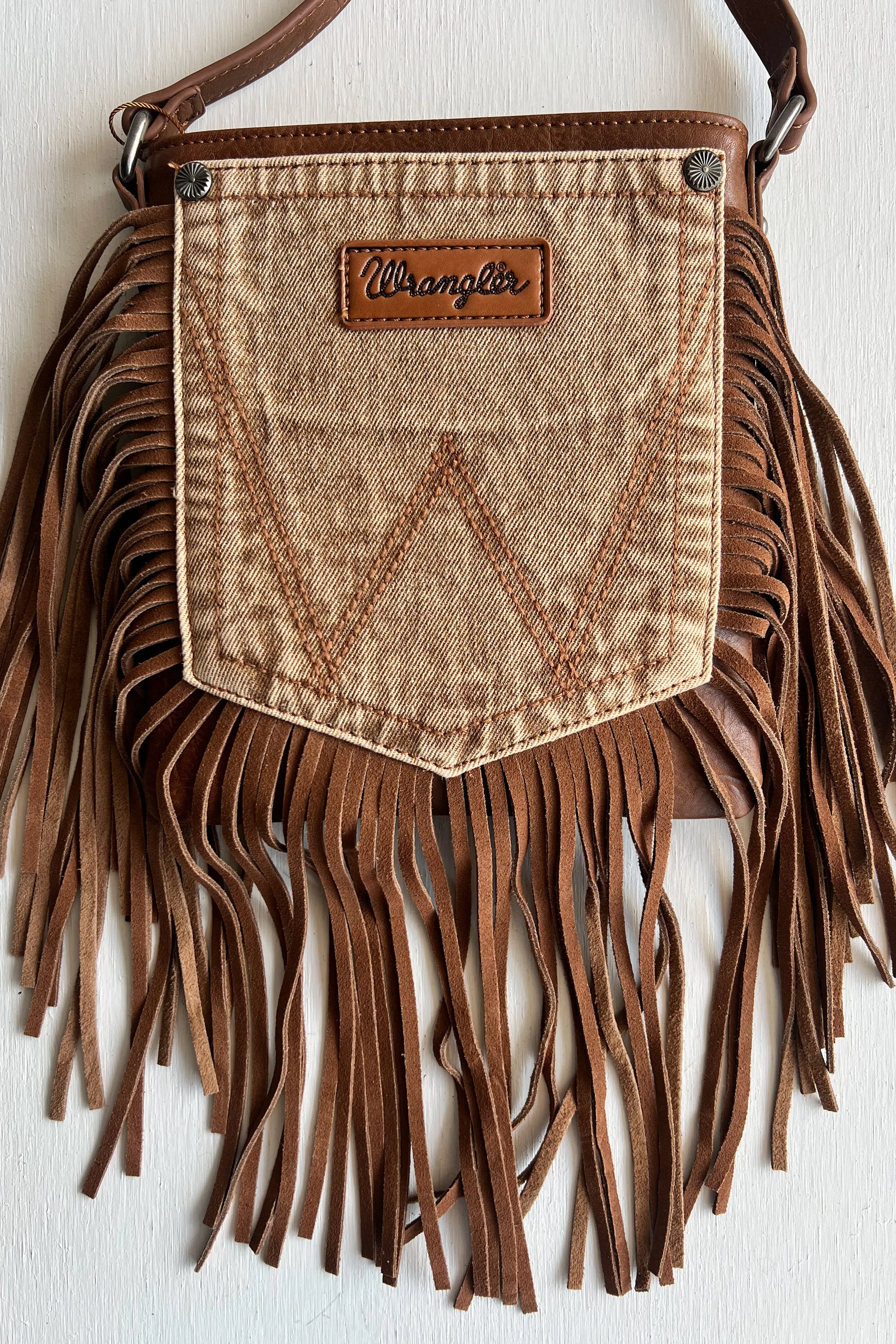 WRANGLER: FRINGE JEAN POCKET CROSSBODY BAG